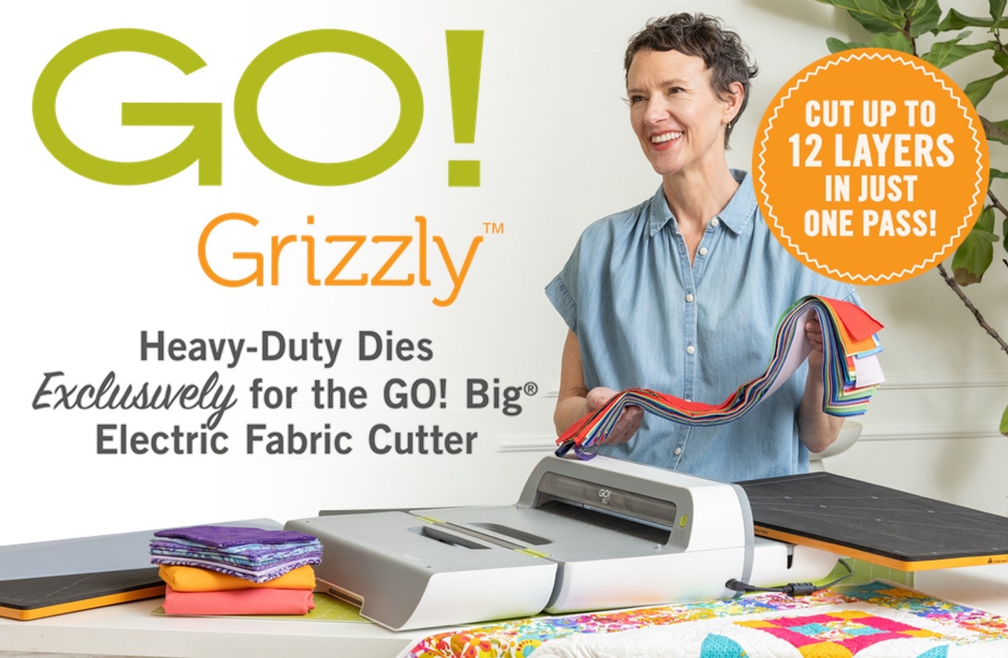 GO! Grizzly&trade; – Heavy-Duty Dies Exclusively for the GO! Big&reg; Electric Fabric Cutter – Cut up to 12 layers in just one pass!